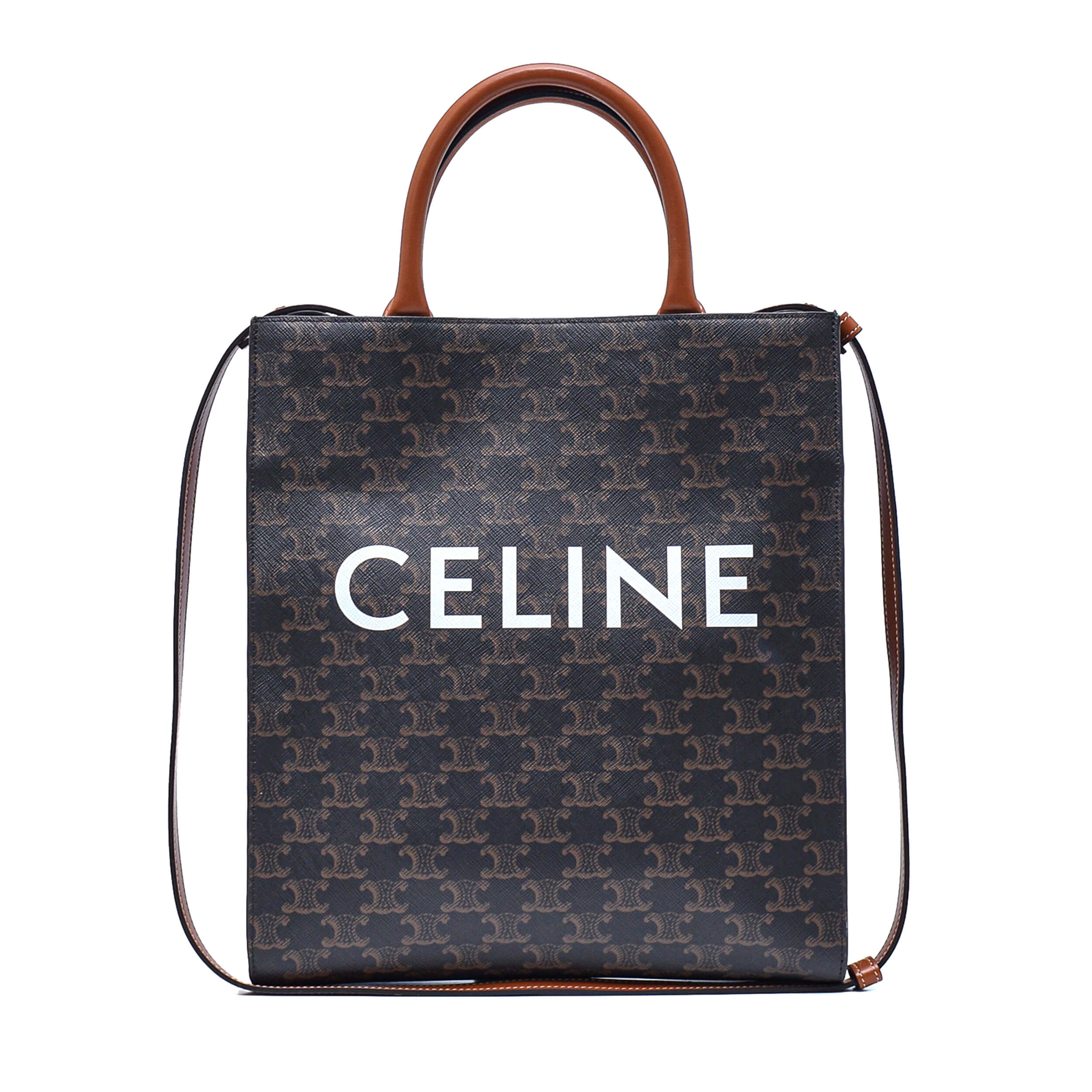 Celine- Small Cabas Vertical in Triomphe Canvas & Calfksin Leather Tote